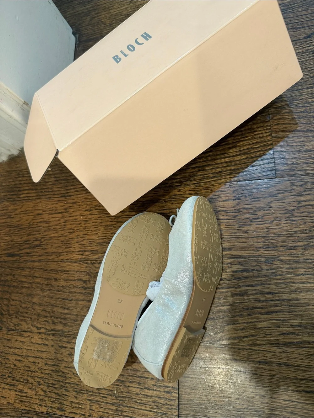 Bloch Silver Glitter Kids Ballet Flat with Bow
